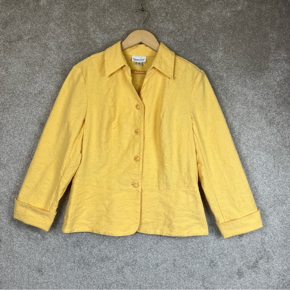 Coldwater Creek Jacket Womens 10 Yellow Cotton Blend Long Sleeve Button- 1751* - Picture 1 of 12